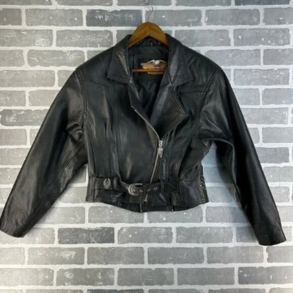 GENUINE HARLEY DAVIDSON LEATHER MOTORCYCLE JACKET Women’s Size Small - Picture 1 of 14